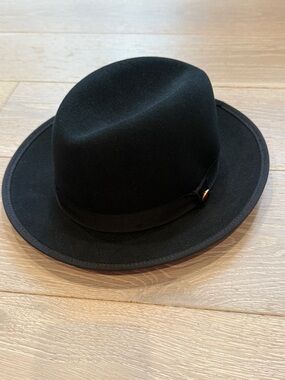100% Authentic Keith James Red Velvet Fedora with Black Trim
